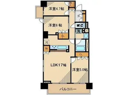 イプセ府中(3LDK/3階)の間取り写真