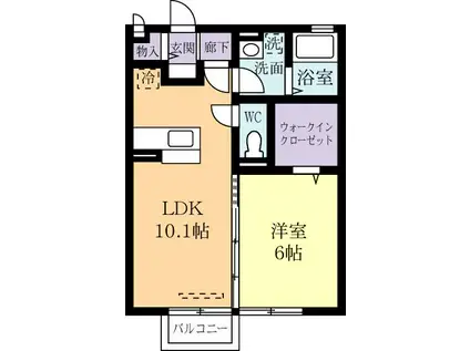 フィールドヒルズ(1LDK/1階)の間取り写真