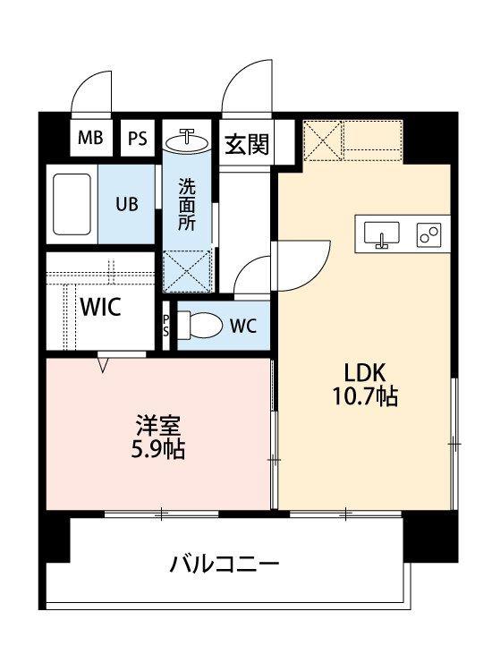 免疫ビルEXCIA II(1LDK/2階)の間取り写真