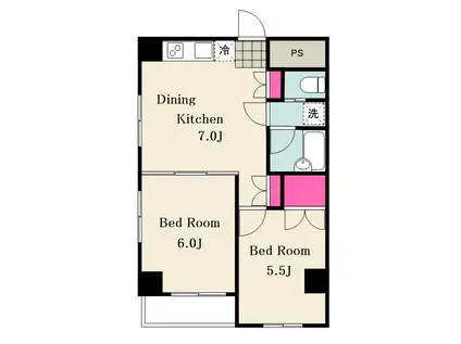 THE GLOBE 下北沢(2DK/4階)の間取り写真