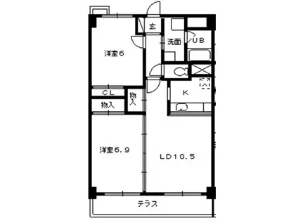 ラトゥール一社(2LDK/3階)の間取り写真