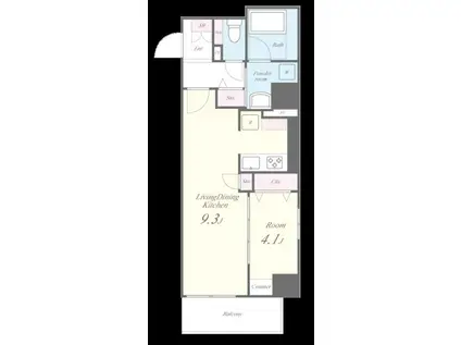 ラフィット松屋町(1LDK/8階)の間取り写真