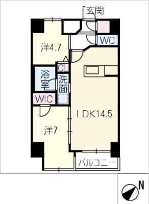S-RESIDENCE大曽根BRESA(2LDK/2階)の間取り写真