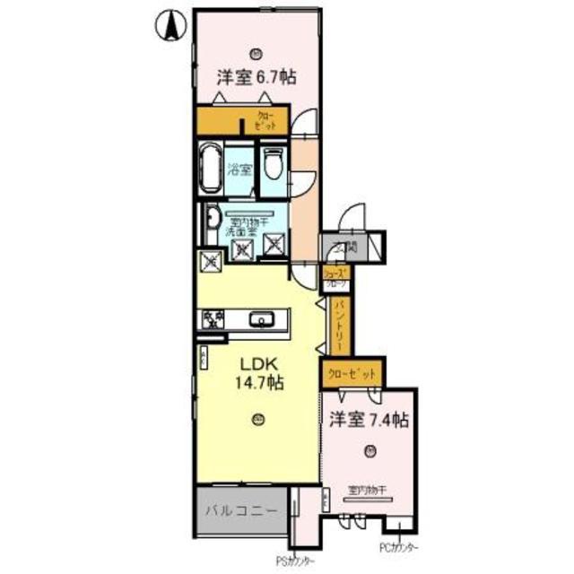 COMU TERRACE(2LDK/2階)の間取り写真