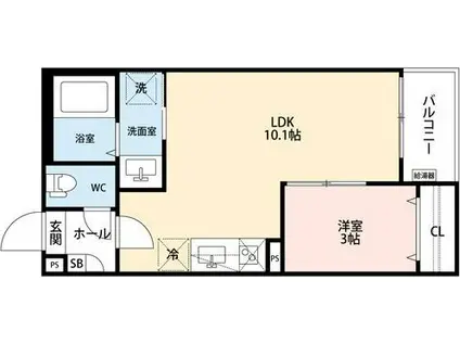 GRANDBLUE TODAYUTAKAI(1LDK/2階)の間取り写真