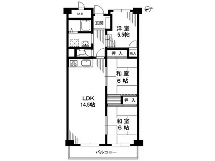 ローレルハイツ千里4号棟(3LDK/4階)の間取り写真