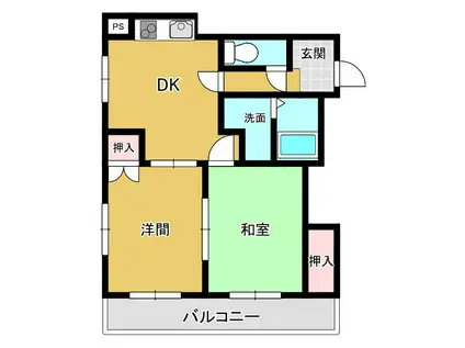 ロータスプレース(2DK/2階)の間取り写真