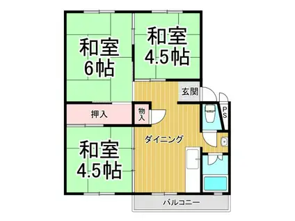 伊丹鴻池5号棟(3DK/5階)の間取り写真