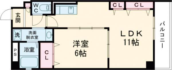 ASHIYA VIVID 海田(1LDK/3階)の間取り写真