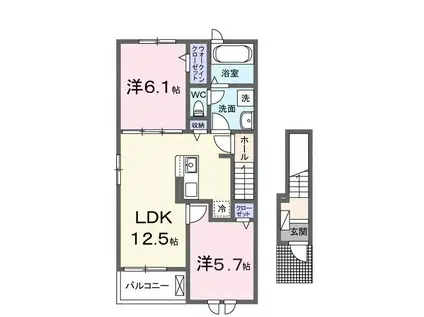 カフア テラス(2LDK/2階)の間取り写真