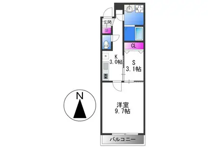アルム久宝寺(1SK/2階)の間取り写真