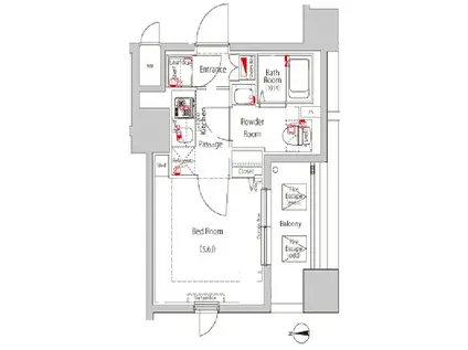 ジーベック蒲田ステーションエグゼ(1K/12階)の間取り写真