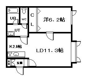 イースト HILL III(1LDK/2階)の間取り写真
