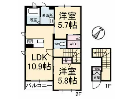 コンフォーティア引野(2LDK/2階)の間取り写真