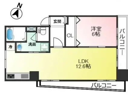 サンシャトー三宮(1LDK/2階)の間取り写真