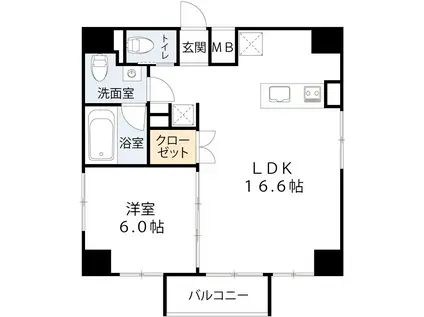 メゾニティ・クイーン阿波座(1LDK/9階)の間取り写真
