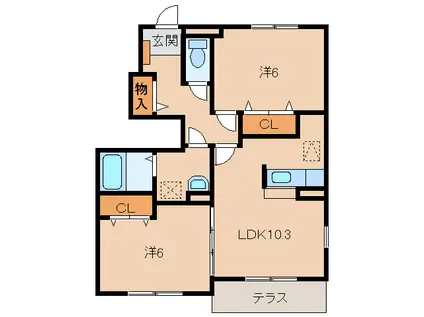 ラ・カサ・デル・スエーニョI(2LDK/1階)の間取り写真