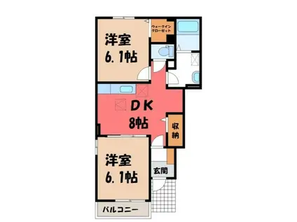 プロムナードC(2DK/1階)の間取り写真