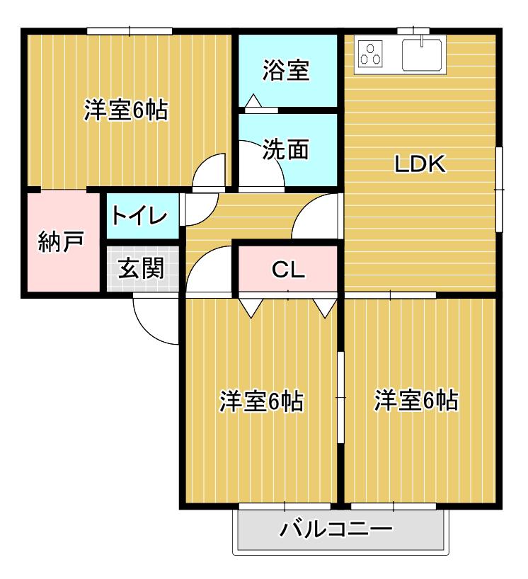 エイミアブル山崎(3LDK/1階)の間取り写真