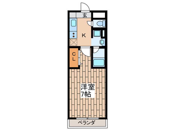 エクスベリーコート穂波(1K/3階)の間取り写真