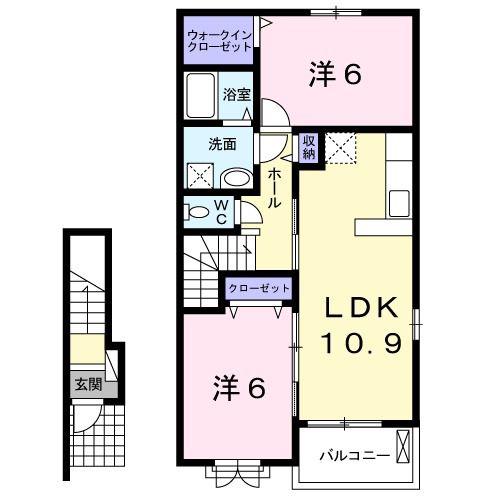 グランパール鹿嶋II(2LDK/2階)の間取り写真
