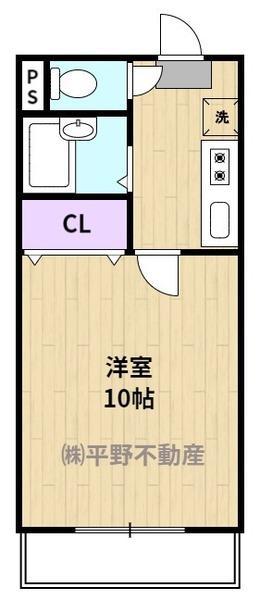 エトランゼ宮本3(1K/2階)の間取り写真