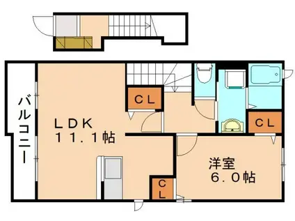 メゾン・ド・フラン(1LDK/2階)の間取り写真