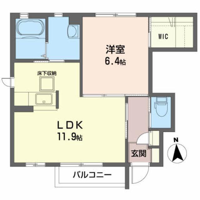 CASA MAI 虹(1LDK/1階)の間取り写真
