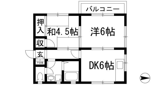 ヴィラK渋谷Ⅱ(2DK/2階)の間取り写真