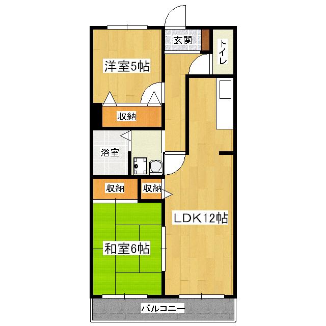 ターンドール西野(2LDK/1階)の間取り写真