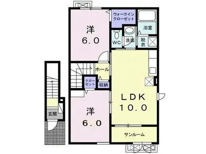アスリープ I(2LDK/2階)の間取り写真