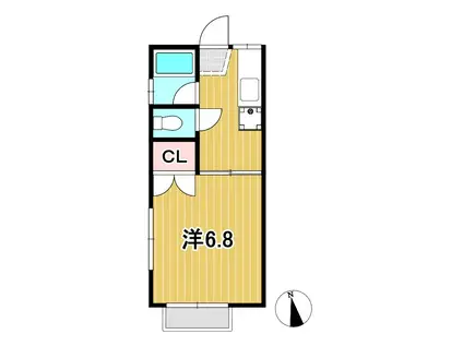 リバプールカルテットA(1K/1階)の間取り写真