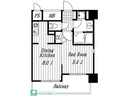 GRANBUEHNE RESIDENCE(1DK/6階)の間取り写真