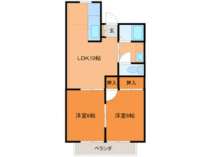 ウッドフラット(2LDK/2階)の間取り写真