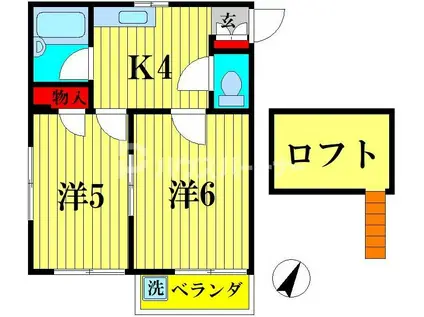 ヒルトップ北小金(2K/2階)の間取り写真