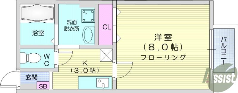 メゾン・ド・クララ(1K/2階)の間取り写真