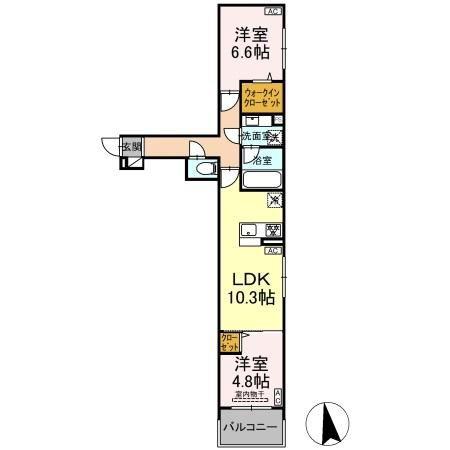 セレスティア谷中(2LDK/2階)の間取り写真