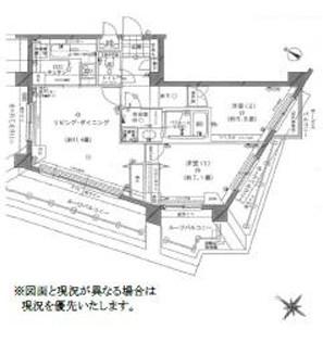 ルシェール赤坂(2LDK/8階)の間取り写真