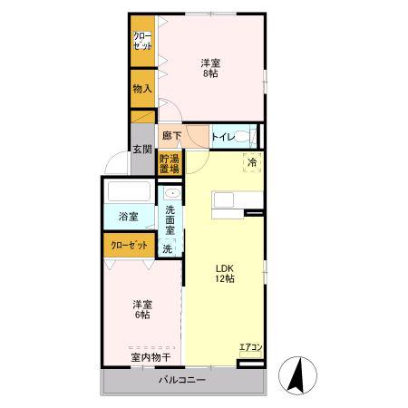 レイディアント(2LDK/2階)の間取り写真