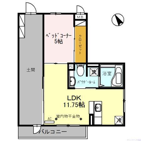 アルメリア湘南(1LDK/2階)の間取り写真