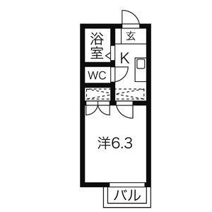 パルテネール中野(1K/2階)の間取り写真