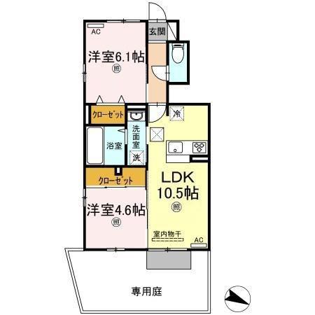 ＪＲ予讃線 多喜浜駅 徒歩28分 2階建 築4年(2LDK/1階)の間取り写真