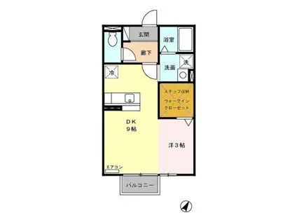 マルカート松阪(ワンルーム/2階)の間取り写真