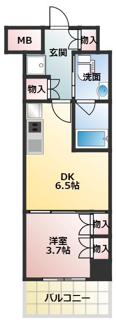 ザ・パークハビオ塚本(1DK/8階)の間取り写真