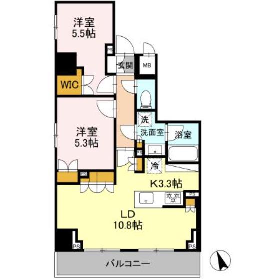 リーラ品川戸越(2LDK/4階)の間取り写真