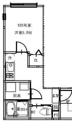 ZENITH 平井(1K/1階)の間取り写真