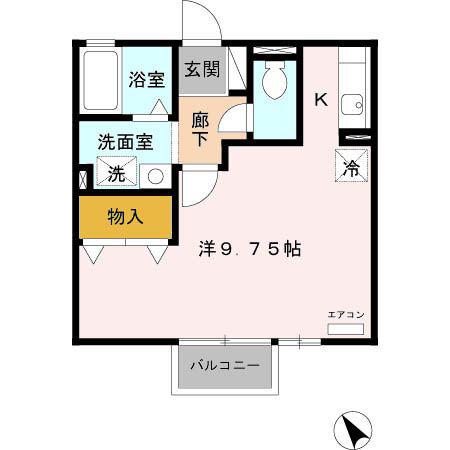 シャルマン(ワンルーム/2階)の間取り写真