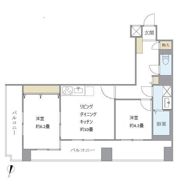 サニーヒルズ(2LDK/5階)の間取り写真