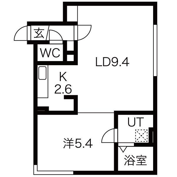コラージュ琴似(1LDK/4階)の間取り写真