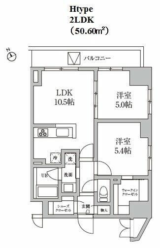 レジディア日本橋馬喰町II(2LDK/9階)の間取り写真